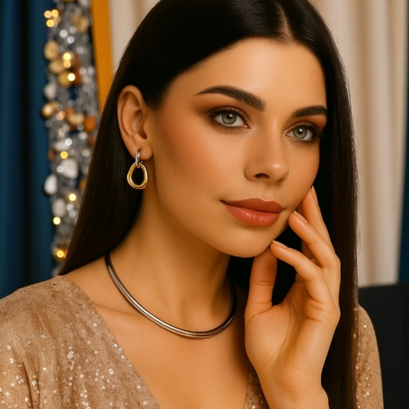 🆕️Versatile 2-in-1 Two-Tone 18K Gold Plated Stainless Steel Dainty Earrings ✨ - Picture 7 of 15